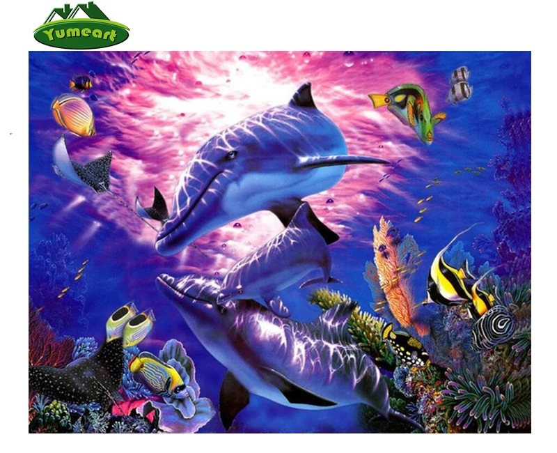 Diy 5D Diamond Maľovanie Dolphin Cross Stitch Miestnosti Dekorácie Plný Vrták Diamond Výšivky Shark Mozaikové Obrázky Morský Svet