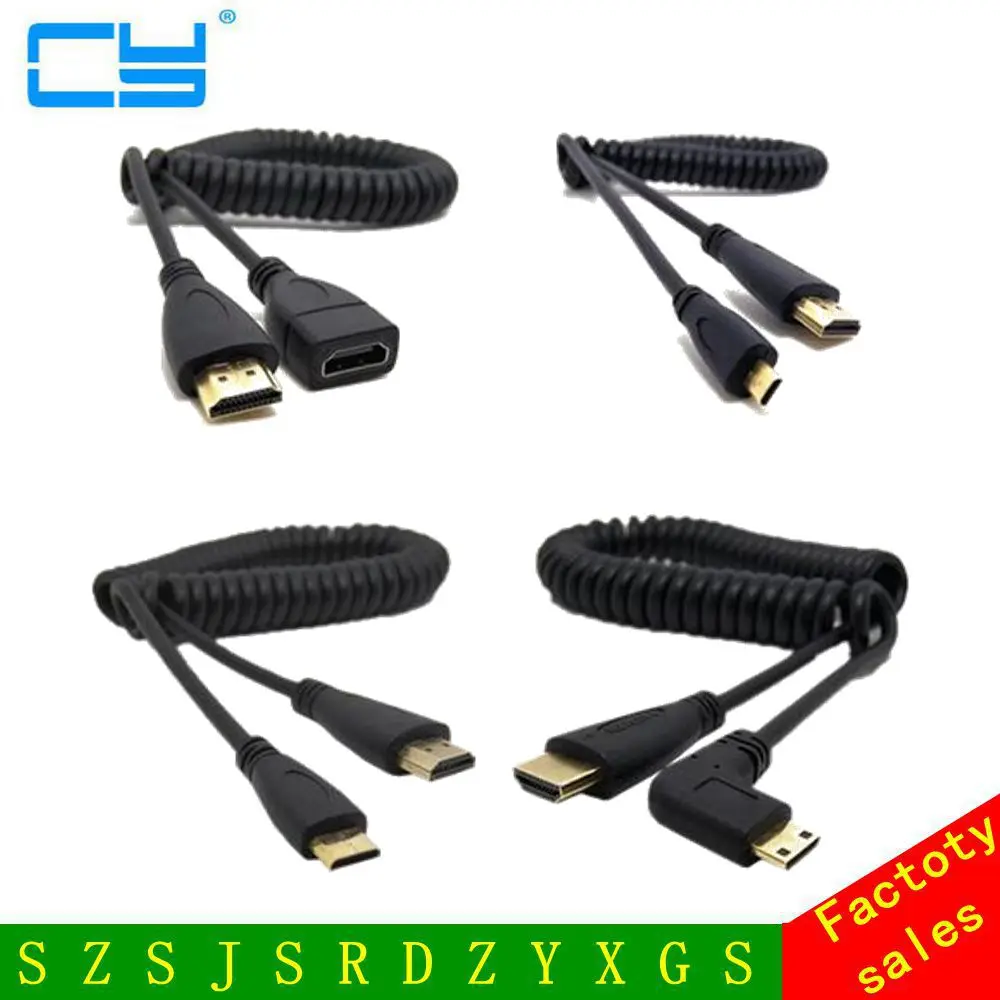 Doprava zadarmo HDMI Samec na Mini HDMI Jar Curl Stočený Kábel V1.4 3D pre Sony, Canon Videokamera