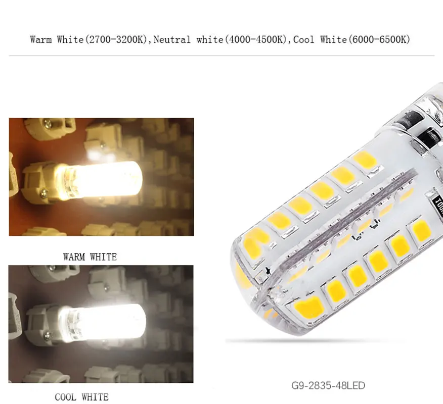 DOXA 6x G9 LED Žiarovka 110V 220V 3000K 4000 K 6000K 2835SMD Vysokej Kvality Kukurica Žiarovky 48LED g9 Halogénové Lampy Nahradenie 360 Uhol Lúča