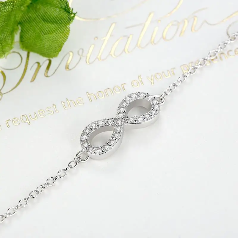 ELESHE Autentické Šperky Pulserias Darček 925 Sterling Silver Infinity Náramky pre Ženy Európskej Reťazí Crystal Náramky