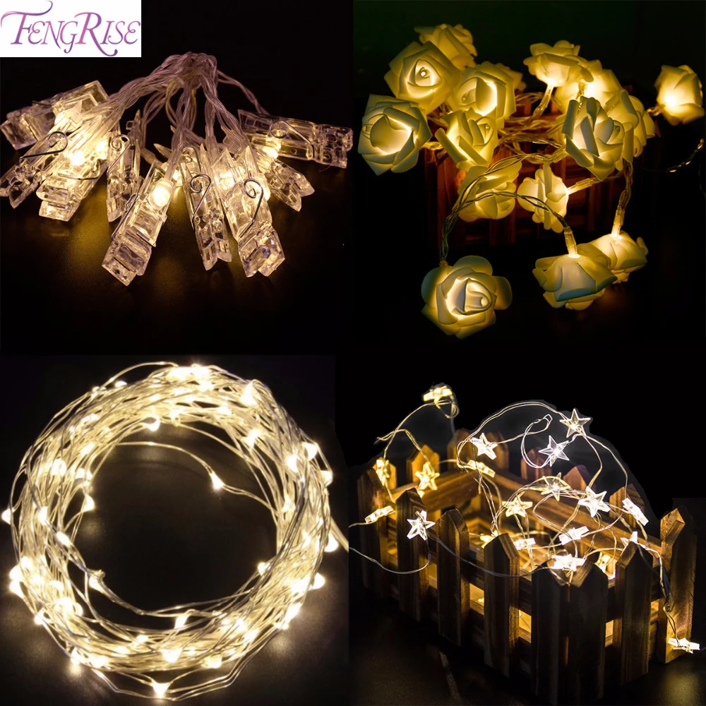 FENGRIS LED Svetlá Svadobné Dekorácie Svetla Medený Drôt String Víla Svetlo, Narodeniny, Party Dekorácie Nový Rok Prípade Dodávky