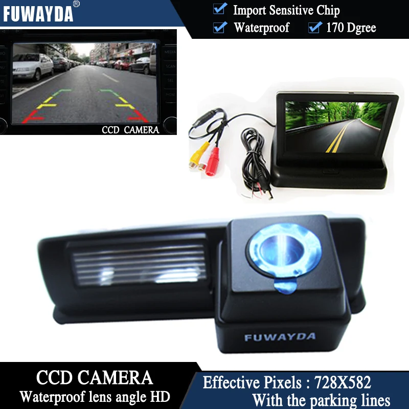 FUWAYDA Color CCD Auto parkovacia Kamera pre Toyota HARRIER / ALTEZZA / PIKNIK / ECHO VERSO / CAMRY+4.3 Palec skladací LCD Monitor