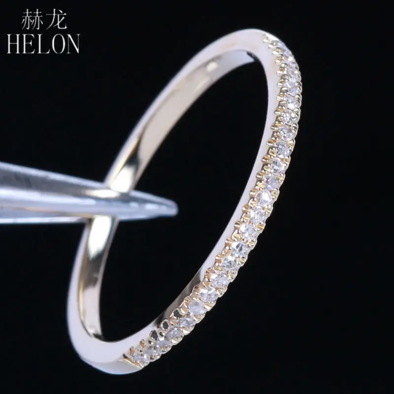 HELON Diamanty Kapela Pre Ženy Šperky Krúžok Pevné 10K Žlté Zlato Pripraviť Prírodného Diamantu Zapojenie Svadobné Jemné Nastavenie Krúžok