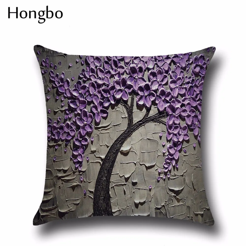 Hongbo 3D olejomaľba Stromy, Kvety Vankúš Čerešňový Kvet, ktorý Kvitne tlač obliečka na Vankúš Modernej Maľované Vankúše Kryt