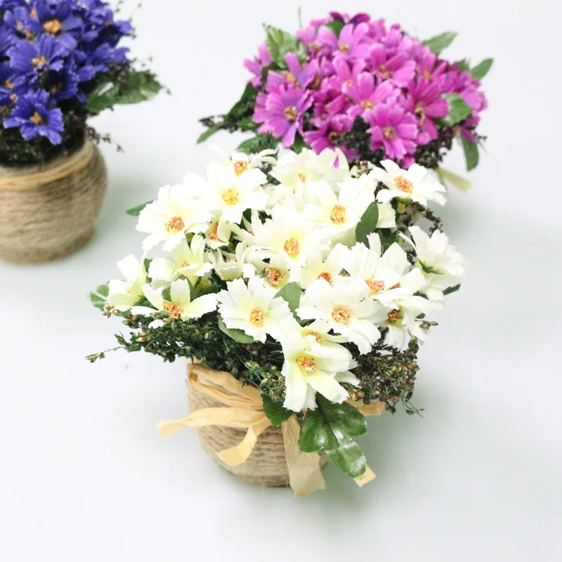 JAROWN Umelé Daisy Kvety Nastaviť Daisy Hodvábne Kvety, Svadobné Party Domov Dekoratívne Kvetinové Kytice 4 Farby kvetov s váza