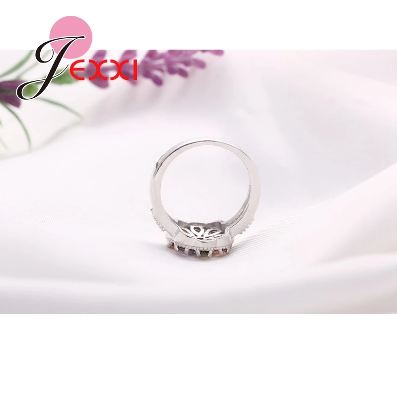 Jemmin Zafarbené Crystal Kvet Dizajn Ženy Prst Šperky 925 Sterling Silver Krúžky Cubic Zirconia 2016 Módne Femme Krúžok