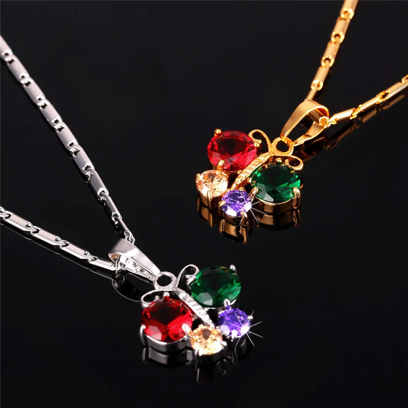 Kpop Motýľ Nastavte Módne Náušnice Náhrdelník Cubic Zirconia Zlatá/Strieborná Farba Crystal Šperky Set Pre Ženy PE220