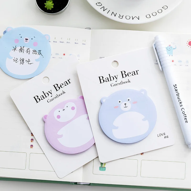 Krásne Nové Zvierat Baby Bear Tvorivé Office Novinka Poznámok Plánovač Nálepky Stránka Index Po Nej Školy Grafické Efekty Dodávky