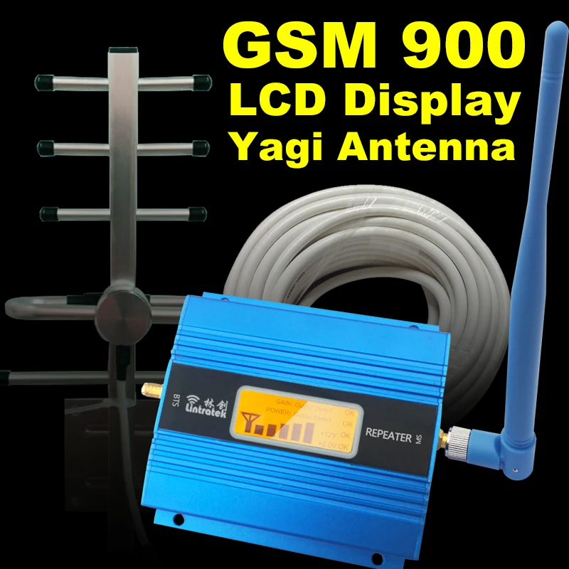 LCD Displej GSM 900Mhz Mobilný Telefón Signálu Celulárnej siete Booster GSM 900 Opakovač Signálu mobilného Telefónu Zosilňovač Antény Set Pre Domáce