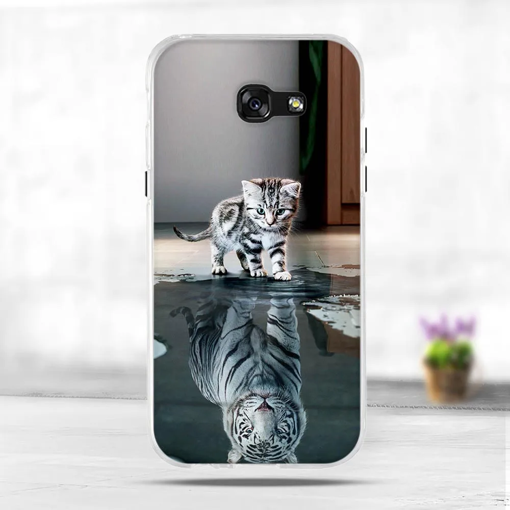 Luxusný 3D Mäkké Silikónové TPU Shell Pre Samsung Galaxy A5 2017 A520F Prípade 3D Roztomilý Zvierat Zadný Kryt Maľovanie Telefón Prípadoch