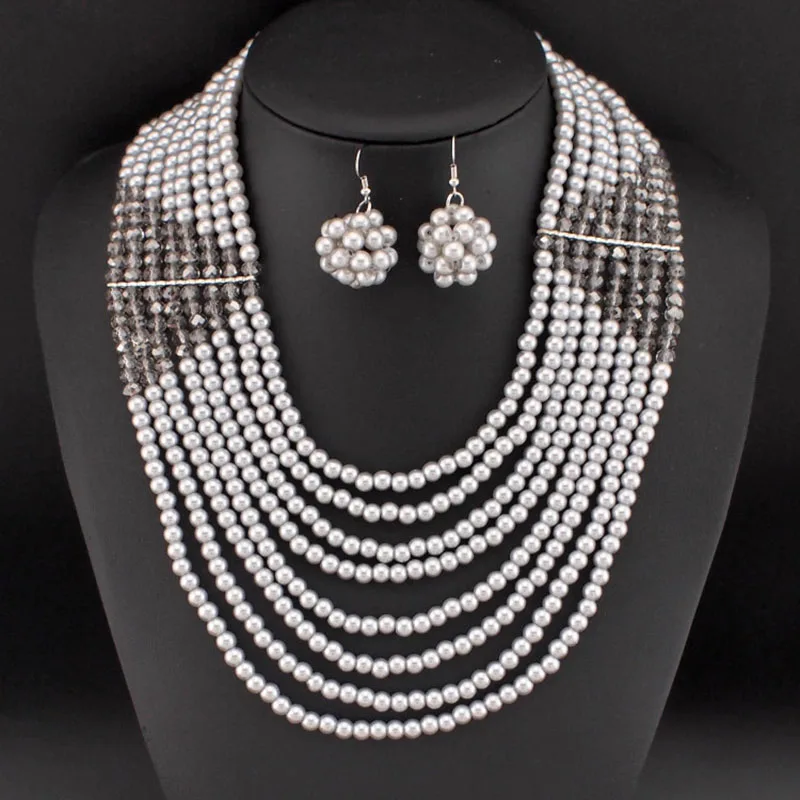 MANILAI Afriky Šperky Nastavte Módne Doplnky, Sklenené Korálky Crystal Náhrdelníky Zodpovedajúce Drop Náušnice Šperky Sady Ženy Svadbu