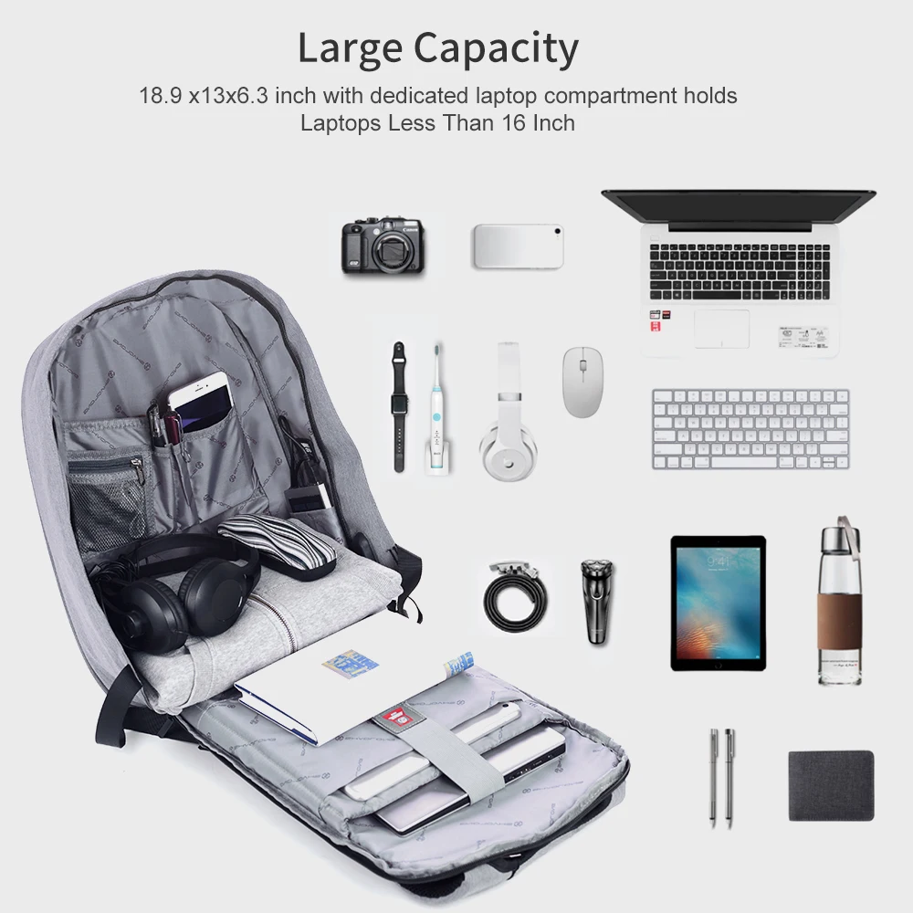 Mealivos Anti-theft vodovzdorný Polyester Laptop Backpack s USB Nabíjací Port v Rámci 17-Palcový Notebook a Notebook