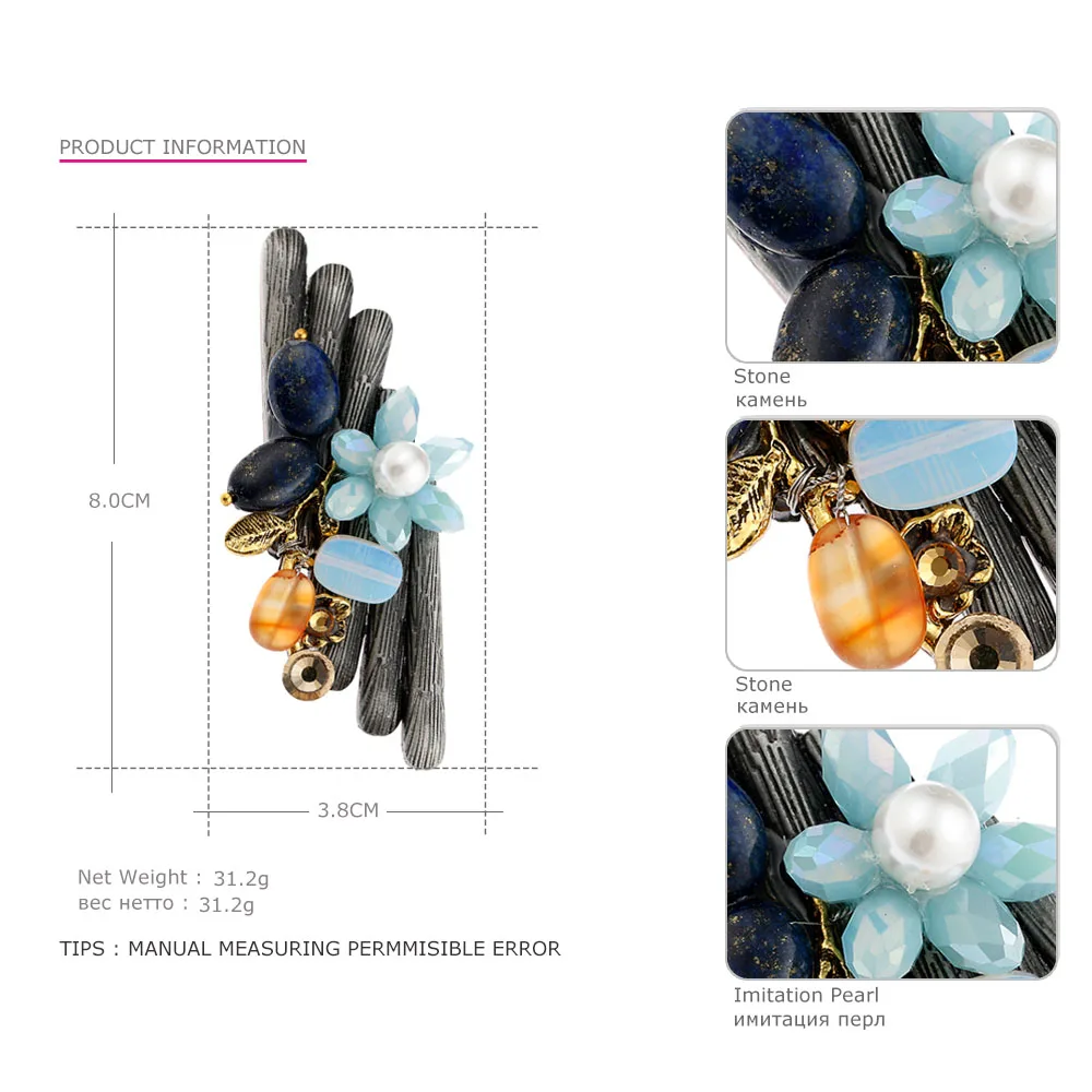 MloveAcc Jedinečný Originálny Dizajn Prírodný Kameň Brošňa pre Elegantné Ženy Klobúky Ručné Crystal Kvet Brošňa Vintage Veľké Corsage