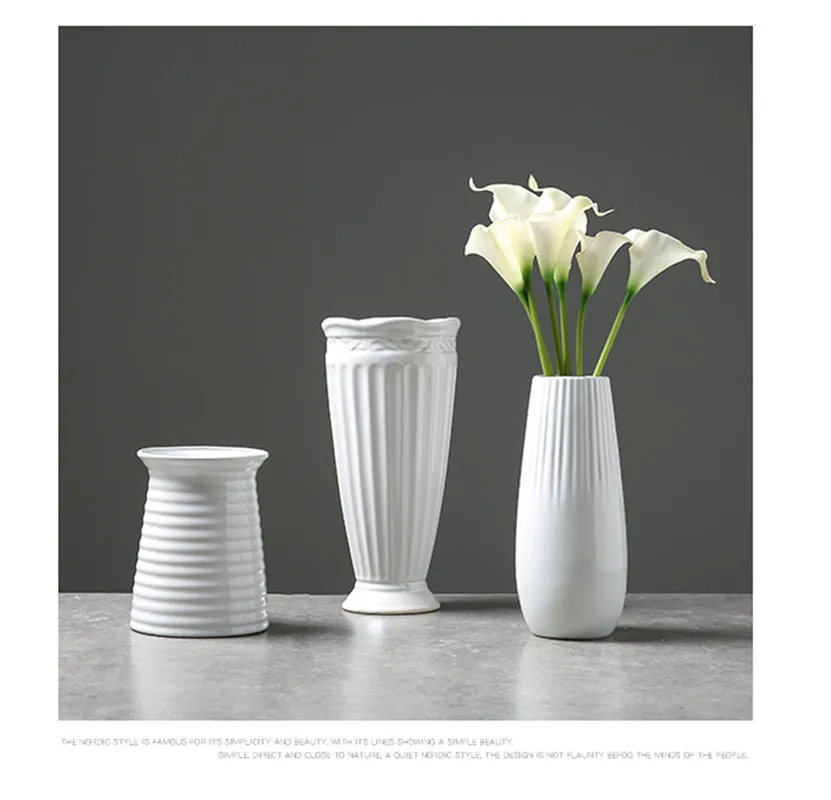 Moderné Módne Biele Keramické Kvetinové Vázy Domáce Dekorácie Stola Váza Európe Štýl biele Keramické Vázy Svadobné Deco Cramic Váza