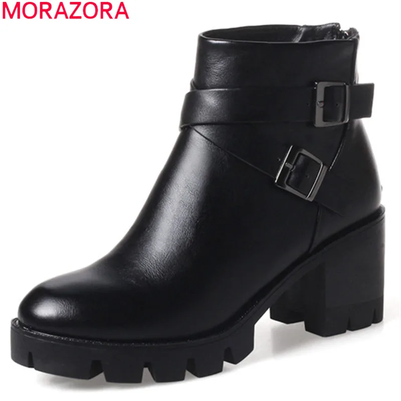 MORAZORA black brown nové prichádzajú ženy, topánky na zips, pracka platformu dámske členkové topánky kolo prst jeseň zimné topánky