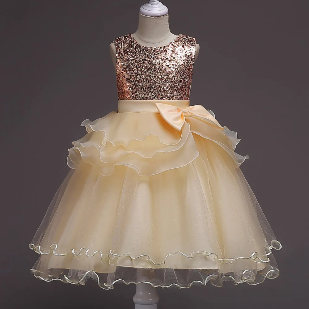 Mottelee Dievčatá Šaty Multi-layer Baby Party Šaty Veľký Luk Princezná Deti Svadobné Frocks Deti Prom Teenage Oblečenie pre Dievča