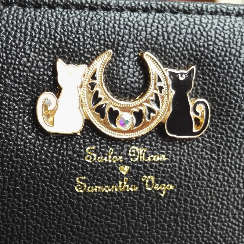 MSMO Nové Módne Sailor Moon Samantha Vega Luna Cat Wallet Kawaii Dlho Kabelku Roztomilý Dámy PU Kožené Peňaženky Black/White 8 Farba