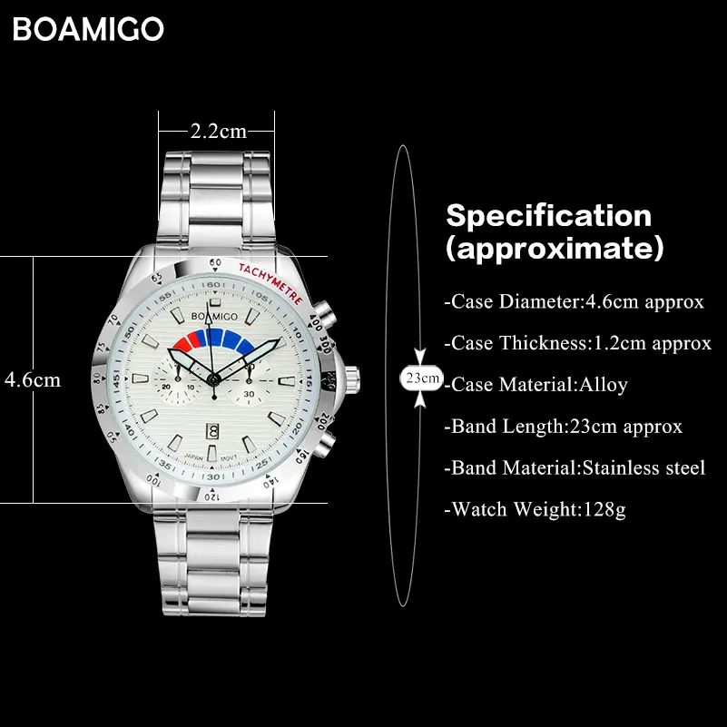 Muži hodinky top módne značky quartz hodinky BOAMIGO bežné ocele auto dátum hodinky 2017 hot darček náramkové hodinky relogio masculino