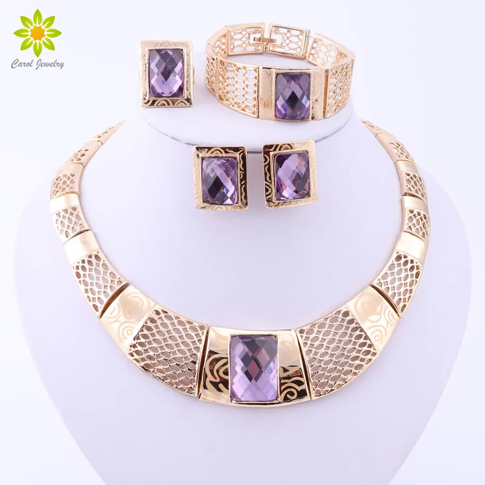 Móda Nigérijský Svadba Zlatá Farba Afriky Korálky Šperky Sady Pre Ženy Strany Trendy Dubaj Šperky Set Svadobných Doplnkov