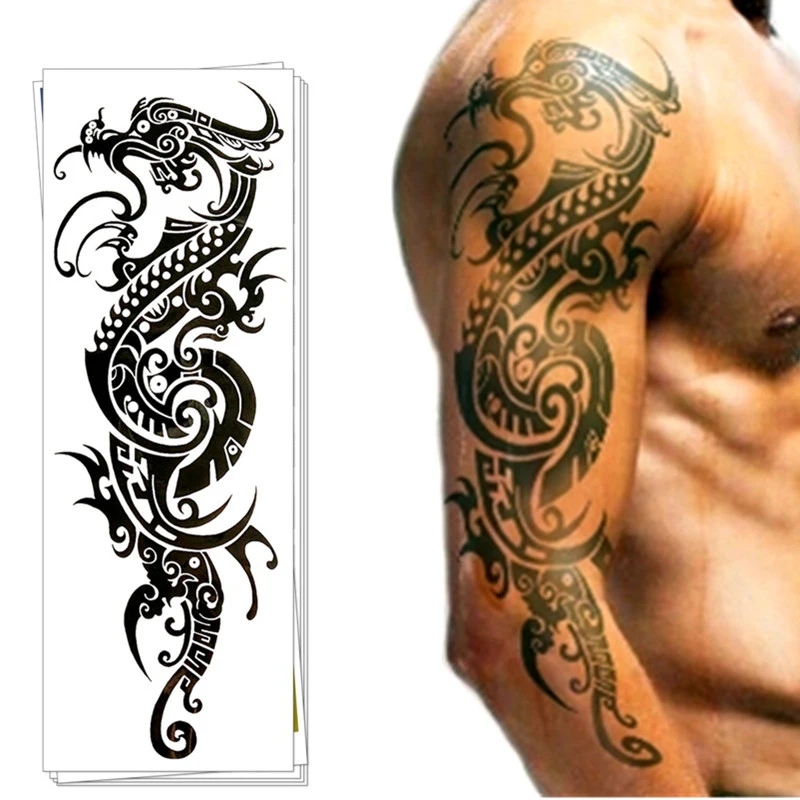Nepremokavé Dočasné Tetovanie Nálepky plný rameno veľká veľkosť draka totem tatto nálepky flash tetovanie falošné tetovanie pre mužov, ženy