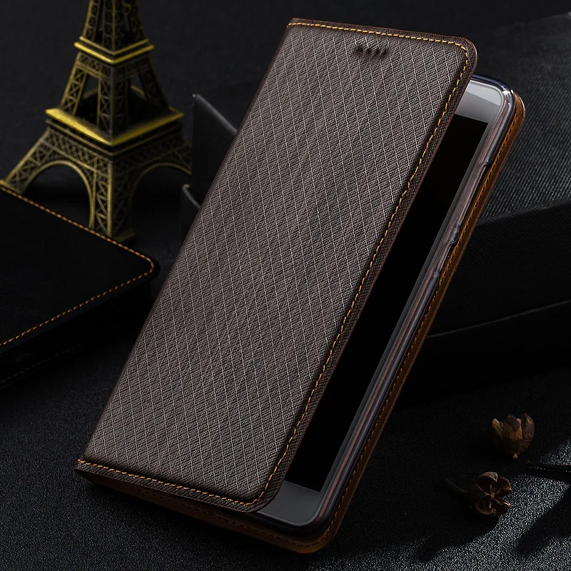 Nové Pre Huawei Nova Plus Prípade luxusné Mreže Line Kožené Magnetický Stojan Flip Cover držiteľa Karty Telefónu Taška
