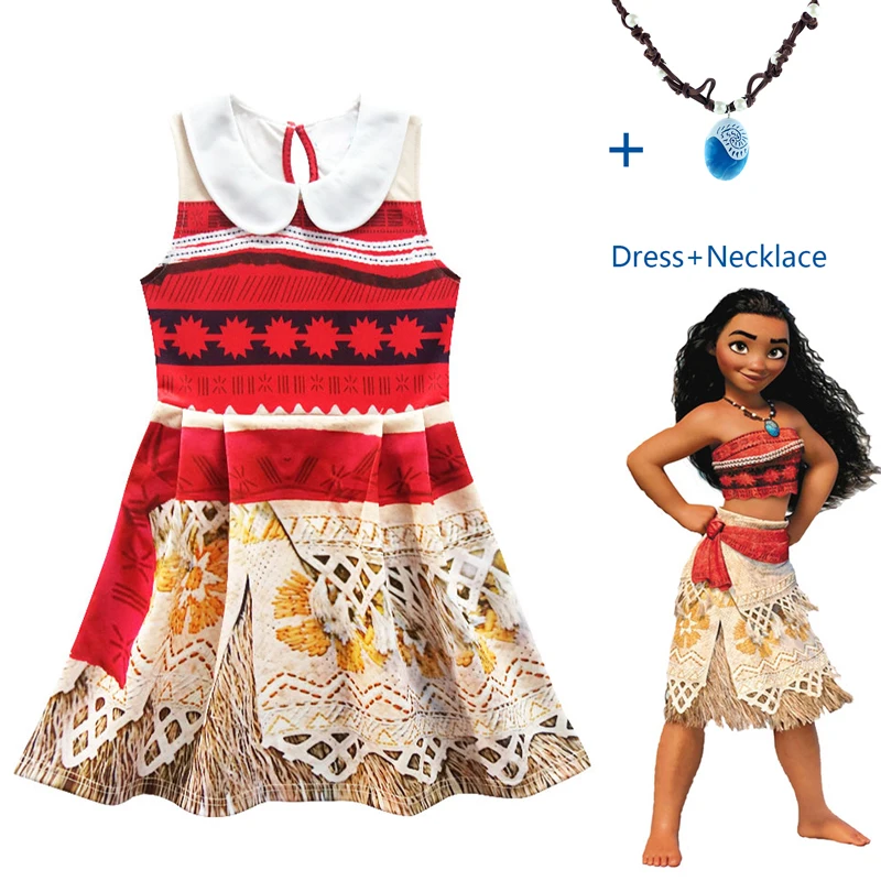 Nové Vaiana Moana Princezná Cosplay Kostým pre Deti šaty, Kostým s Náhrdelník pre Halloween Kostýmy pre Deti, Dievčatá Dary