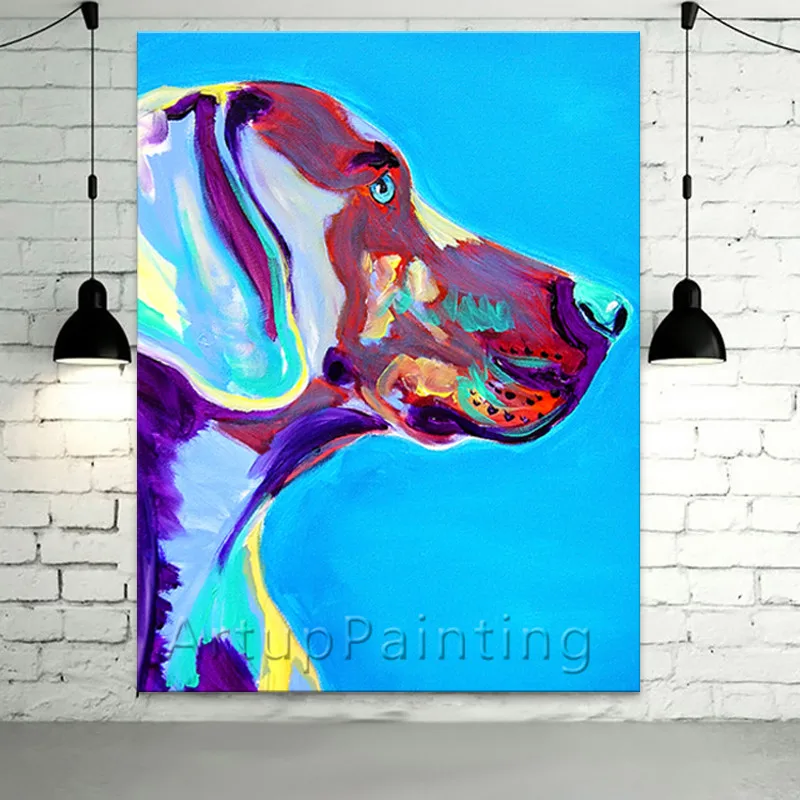 Pes maľovanie,Moderné, abstraktné olejomaľby na plátne pre pop art psa ručné maľovanie zvieratá