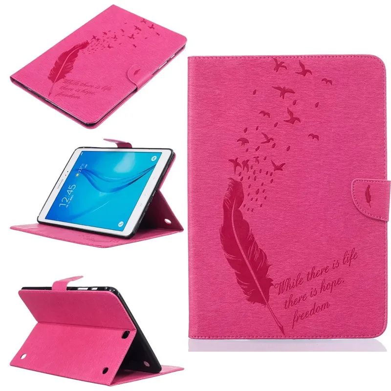 Pierko motýľ obal Pre Samsung Galaxy Tab 9,7 palcový SM-T555 T550 Tablet PU Kožené Stojan Flip SM-T550 Knihy Ochranný Kryt