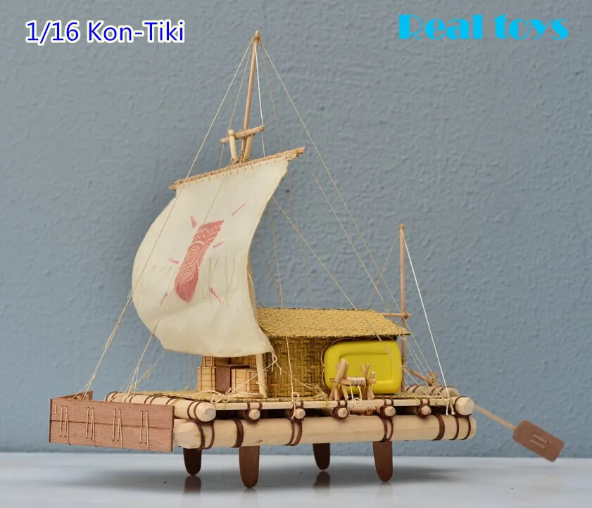 RealTS Klasické drevené plachetnice zmontované nastaviť 1/16 KON tiki Helios raft drevený čln súpravy