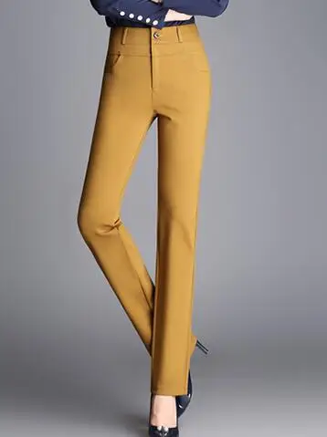 Rovné nohavice pre ženy, plus veľkosť elastické solid farba čierna modrá hnedá plnej dĺžke jeseň jar bežné nohavice zjy0601