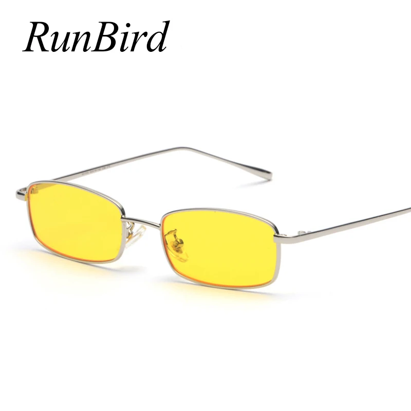 RunBird Tenký Obdĺžnik slnečné Okuliare Ženy Kovové Malé Námestie, Slnečné Okuliare Mužov Jasné, Červená Ružová Žltá UV400 Kovový Rám Okuliarov 1283R