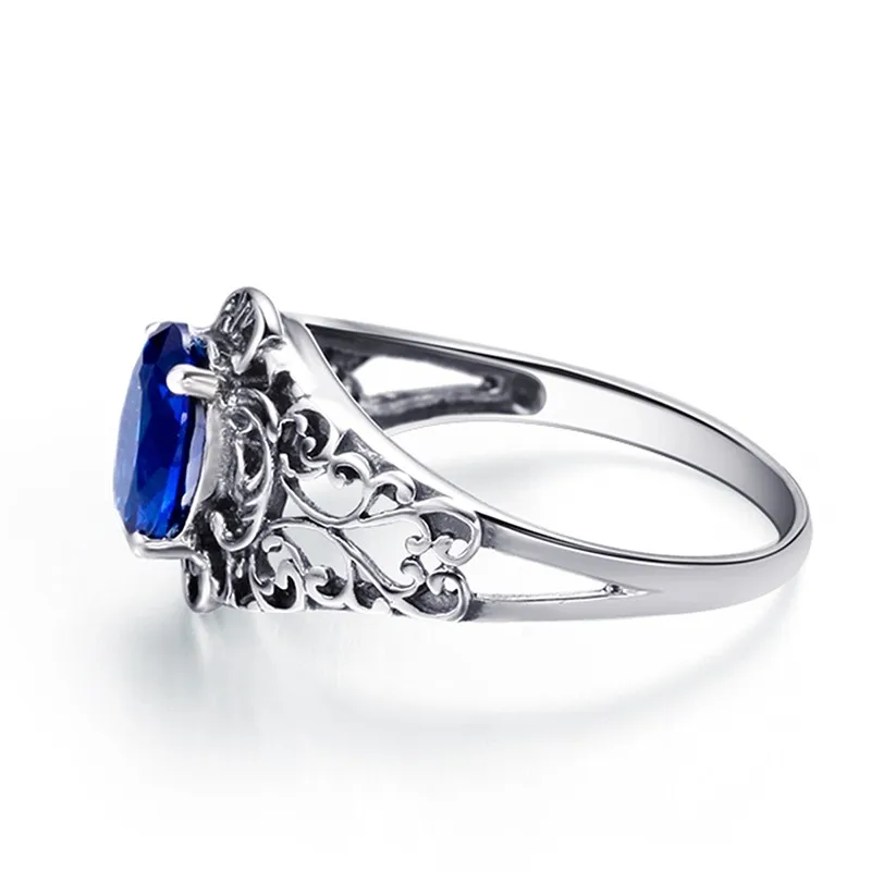 Szjinao Módne 925 Sterling Silver Kvet Krúžky Pre Ženy Milujú Modrý Kameň Zafír Kolo Duté-out Vintage Šperky Veľkoobchod