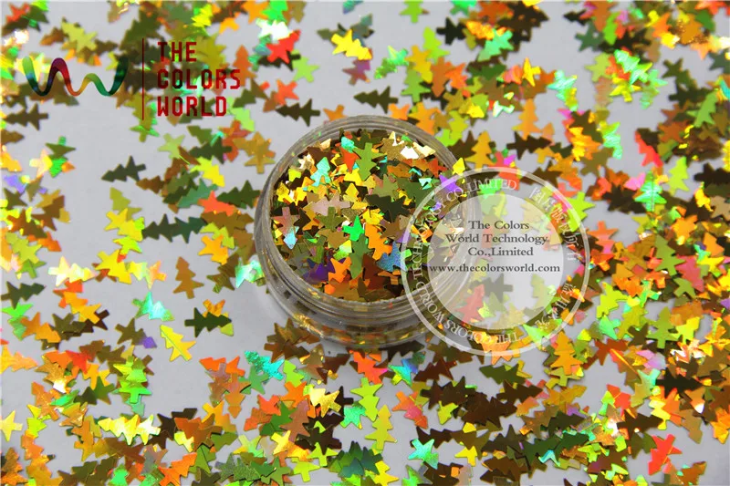 TCA200 Laser Zlatá Farba Vianočný stromček 8 MM Veľkosť Lesk prachu ,Specular lesk lesk na nechty,tatto,Umelecké dekorácie a iné