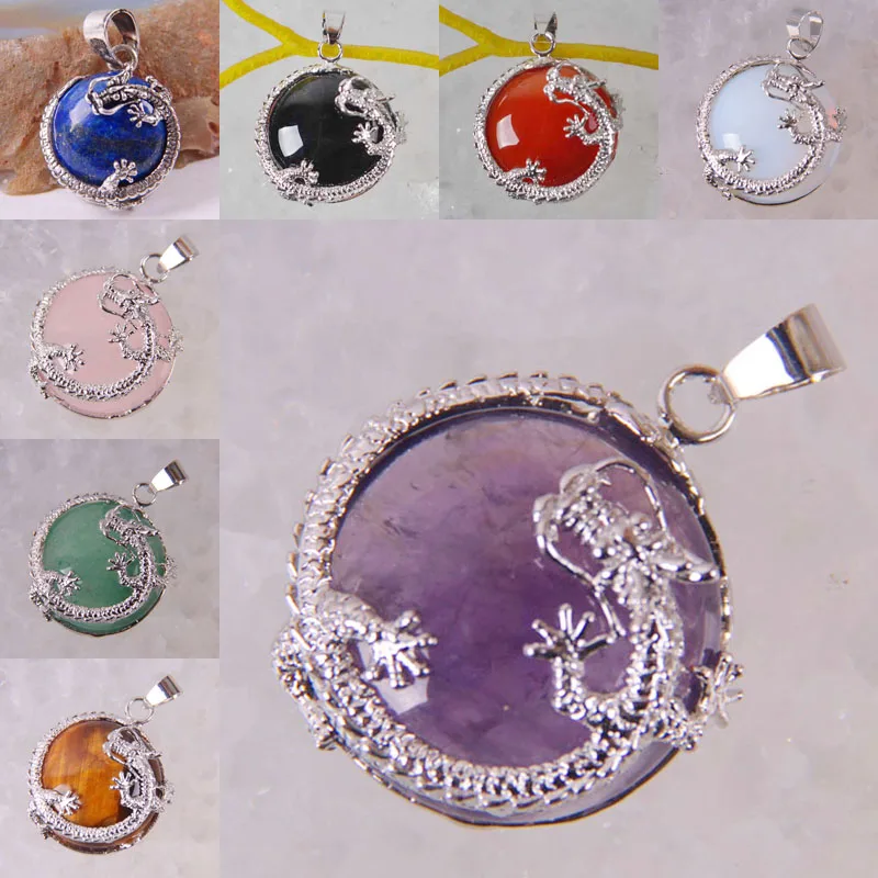 Tigereye/Zelená Aventurine/Rose Crystal/Opal/Carnelian/Fialová Crystal/Lapis Perličiek DRAHOKAM Šperky, Prívesok Draka S462-S469