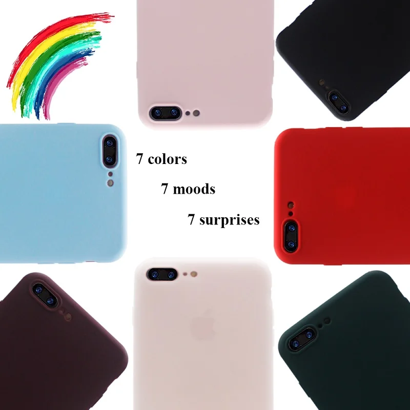 Tronsnic Farebné Telefón puzdro pre iPhone 5s Se 6 6s plus 7 plus Rainbow Pevné Červené Víno Matný Mäkký TPU Kryt Slim Čierna Modrá Zelená