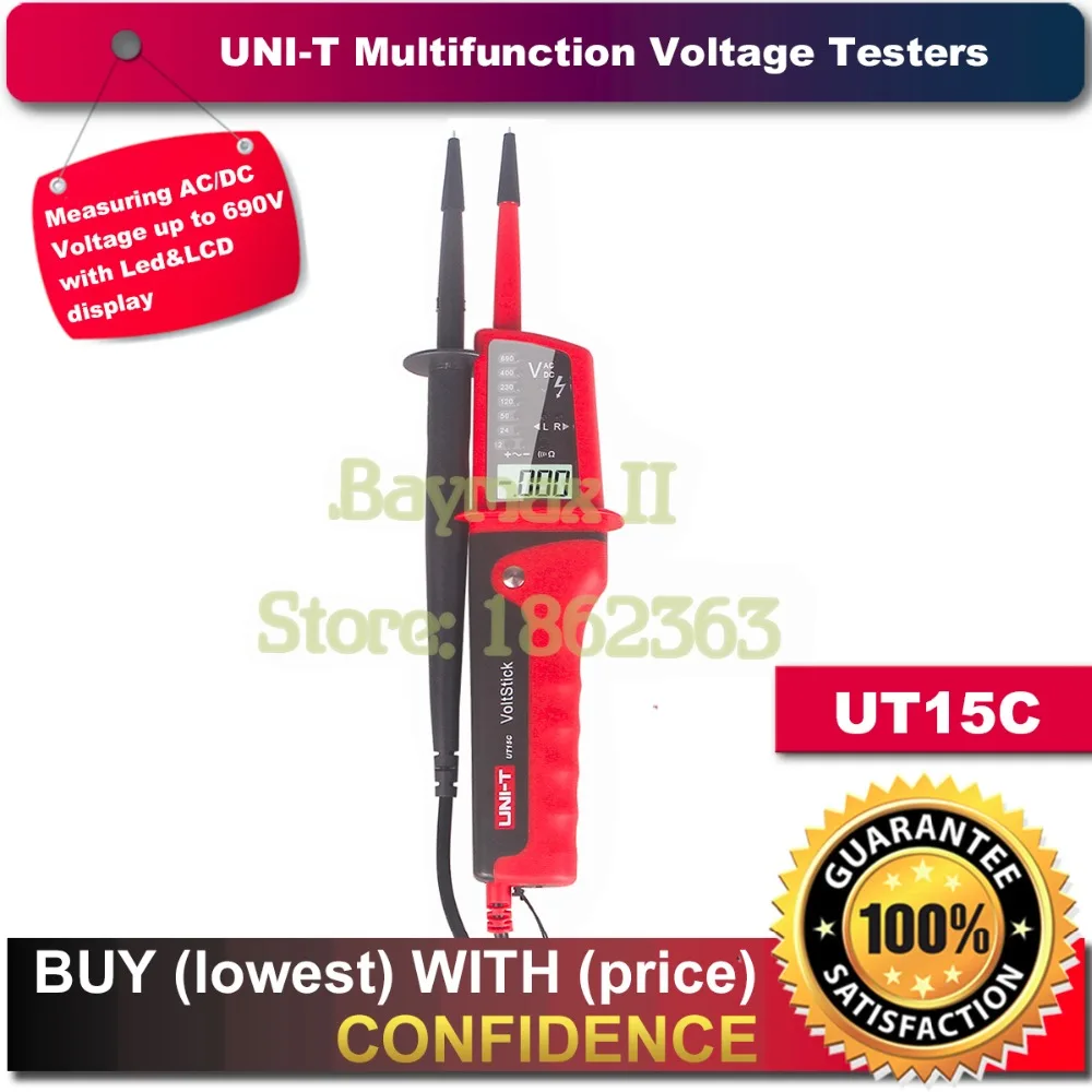 UNI - UT15C Nepremokavé VoltStick Digitálny LCD Napätie Tester
