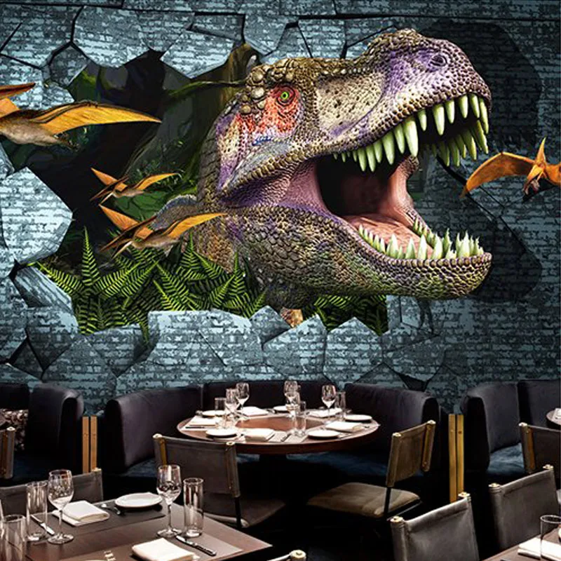 Vlastné Fotografie na Stenu Papier 3D Dinosaurov Nástenné Maľby Nástenné Tapety Spálňa KTV Bar Pozadie Nástenné Maľby, Tapety Domova