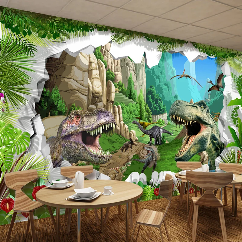 Vlastné Fotografie na Stenu Papier nástenná maľba 3D animovaný Dinosaura Lesnej Krajiny Tapety Deti Spálňa Reštaurácia Tvorivé Pozadie Maľovanie