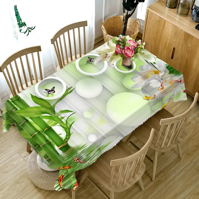 Vlastné Polyester 3D Obrus Fialové Fialové Kvety Vzor Prachotesný Zahustiť Jedálenský stôl handričkou Party Dekorácie, bytový textil