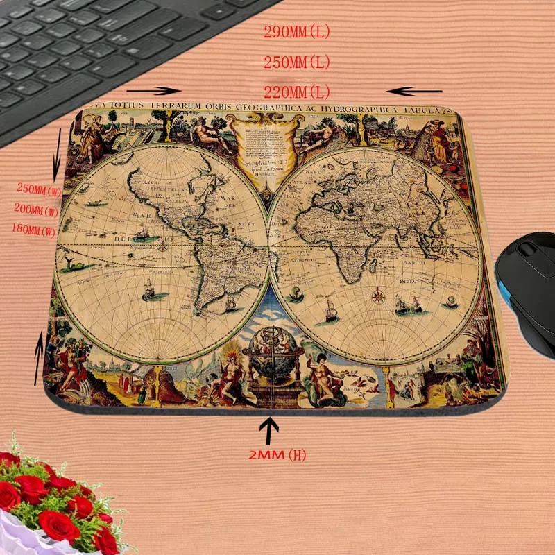 Vtipné Pohode Hot Predaj Luxusný Tlač Mapa Sveta 2016!Móda Dest Počítačové Herné Podložka pod Myš pre Veľkosť 22x18cm/ 25x20cm/25x29cm