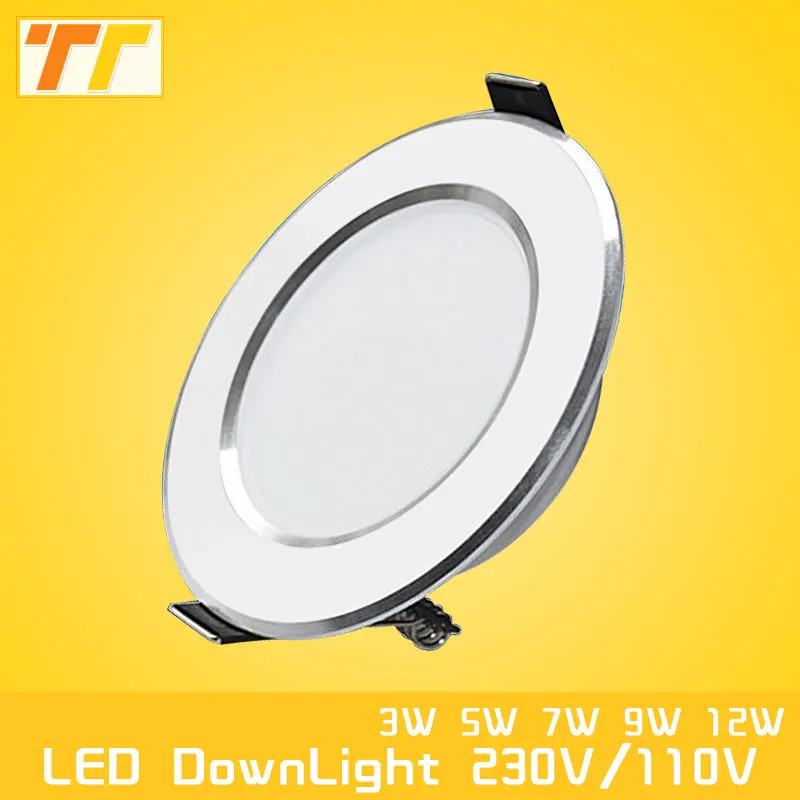 Vysoko kvalitné LED downlight 3W 5W 7W 9W 12W 15W LED svetlo vnútorné lampy, AC230V 110V obývacia izba lampa Teplá biela Studená Biela pre domáce