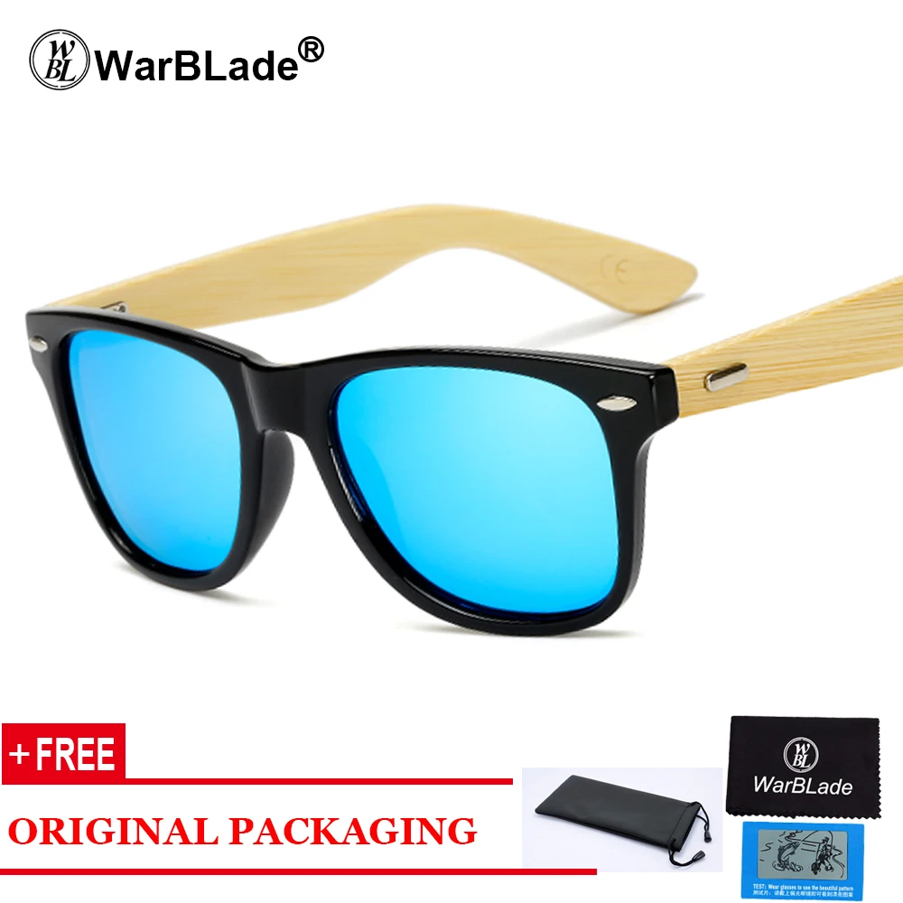 WarBLade Bambusu slnečné Okuliare Mužov Polarizované Námestie Slnečné Okuliare Zrkadlo Odrážajúce S HD Objektív Eyewears Muž oculos KP-Z1501o