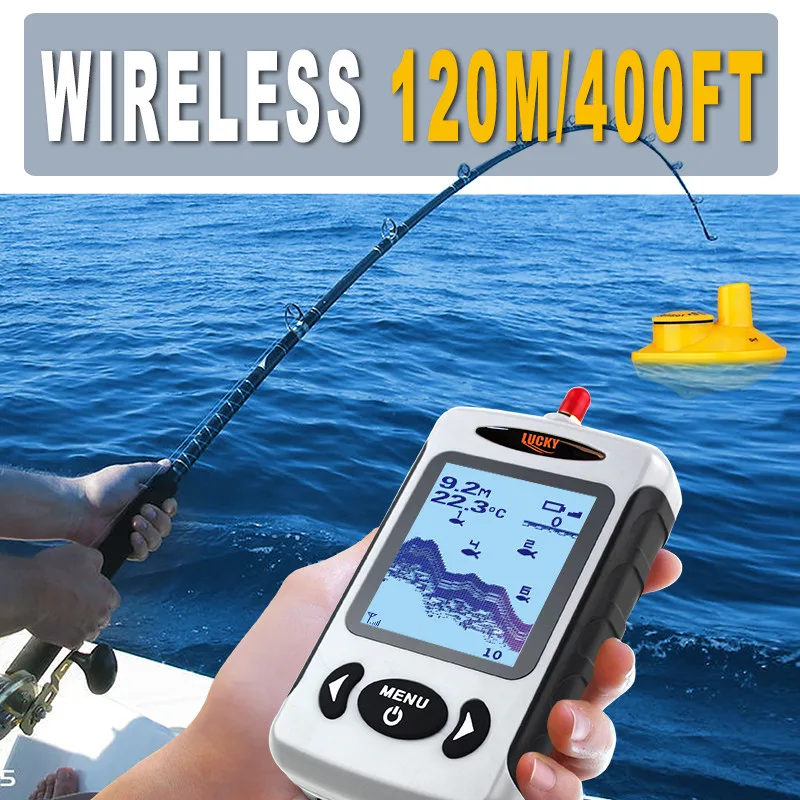 ŠŤASTIE FFW718 ruskej Bezdrôtový Ryby Finder 125KHz Frekvencia Spodný Obrys 5-45M Fishfinder Senzor Rybárske Fotoaparát