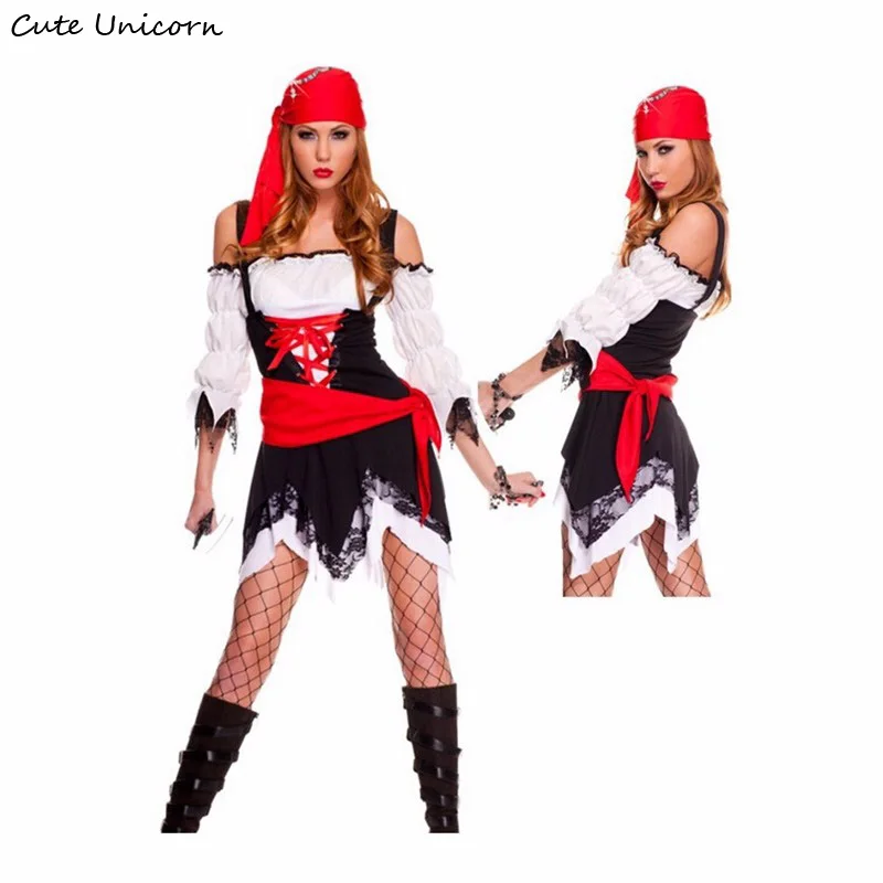 Ženy sexy Pirát Cosplay Kostým Halloween party Kostýmy Dámy, hranie Rolí dospelého dievčatá oblečenie Karibiku Bojovník maškarný