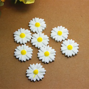100ks 22 mm roztomilé biele daisy kvet živice flatback cabochon pre DIY Scrapbooking Dekoratívne Remeselnej Tvorby