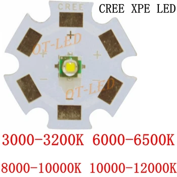 10pcs Cree XPE XP-E R3 1-3W LED Žiarič Dióda Teplá Biela 3000K studená Biela 6500K 8000K 10000K 12000K s 20/16/14/8 mm chladič