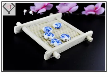 15 mm Modrá Floweret Tlač Korálky Porcelánu alebo Keramiky Dištančné Voľné Korálky Fit Európskej Šperky Braclet Náhrdelník Charms DIY Tvorby