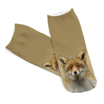 1pair 3D Krásnej Fox Zvierat Vytlačené ponožka Mužov Nové Unisex Roztomilý Low Cut Členok Ponožka na Nový Rok Ponožky Dary