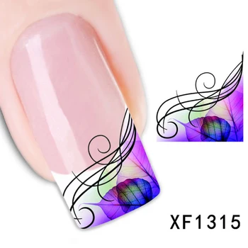 1sheets Módne Tetovanie Nálepky Krásy Vodoznak francúzsky Nail Art Obtlačky Tipy Razenie Salon Vody Prenos Obtlačky XF1315