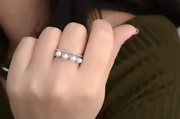 2017 nový príchod kvalitnú módu crystal pearl 925 sterling silver dámy'finger prstene, šperky veľkoobchod darček ženy